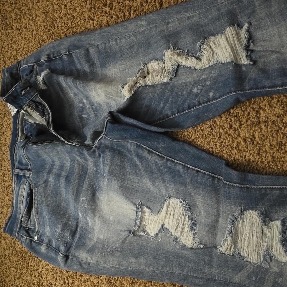 Judy Blue Jeans 14w Skinny Fit Women Stretch Blue Denim Distressed